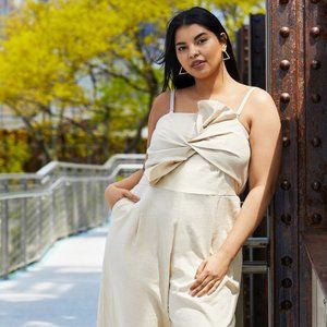 Tie bodice wide leg jumpsuit